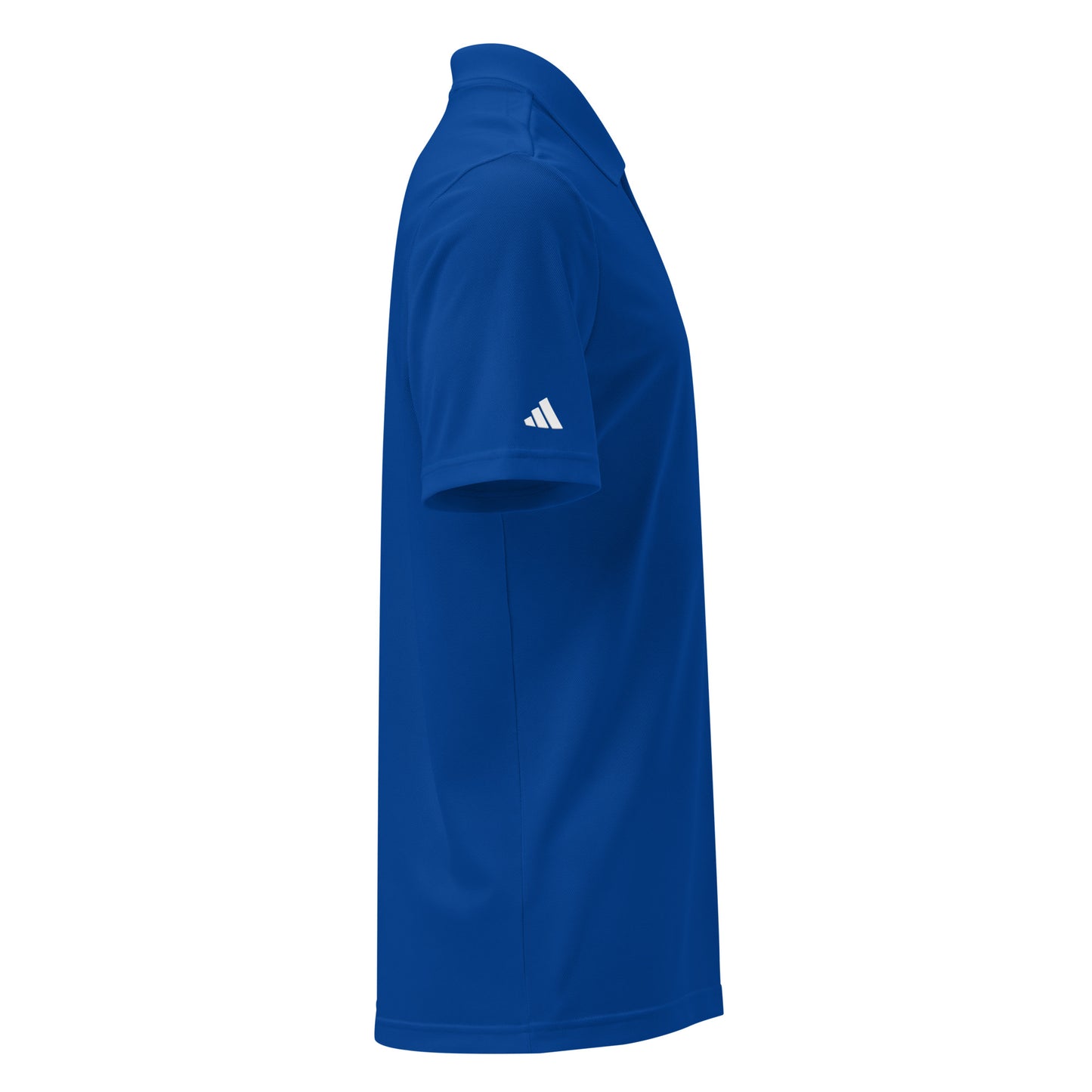 Blue Adidas polo shirt on a white background