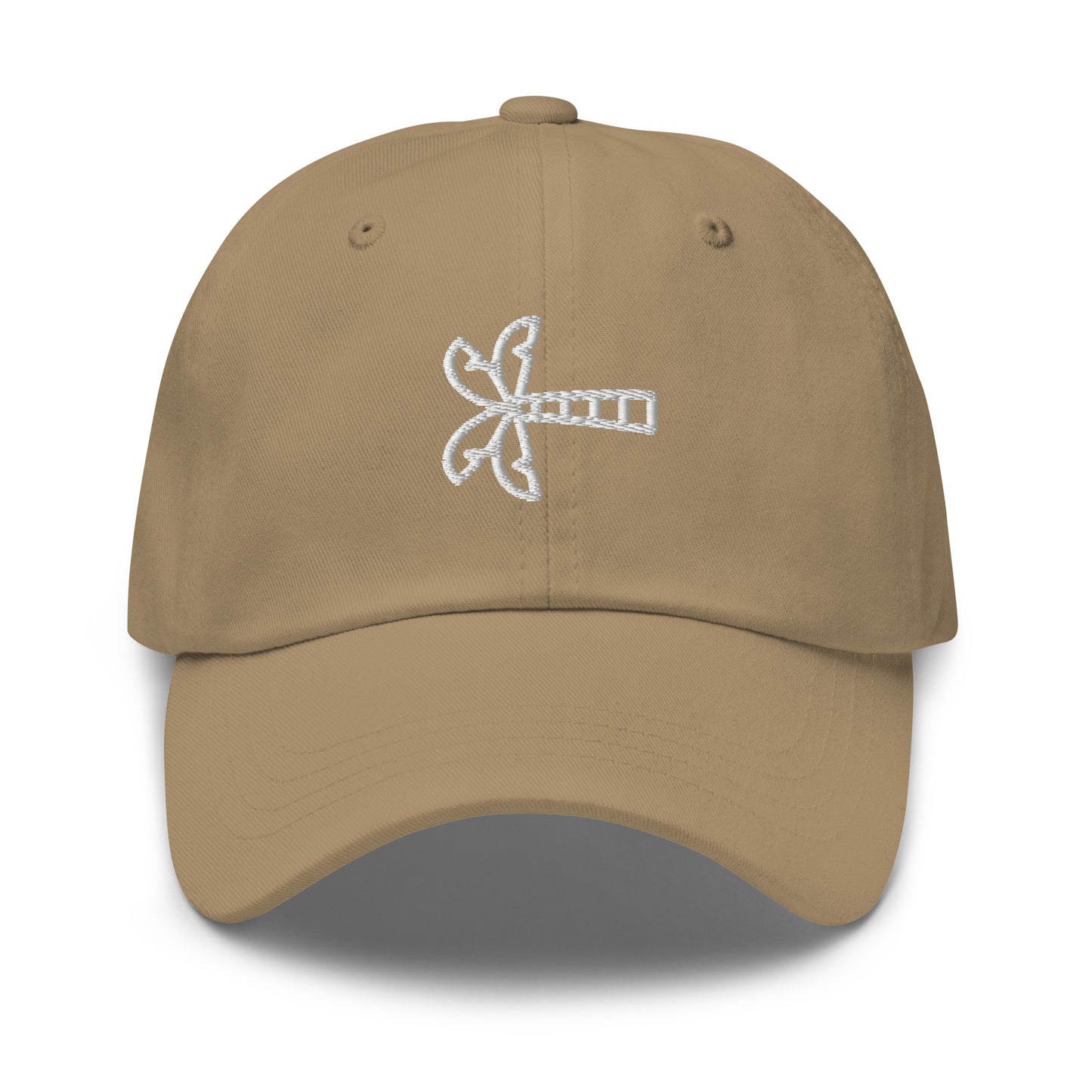 Brown cap with a white embroidered palm tree logo on a white background