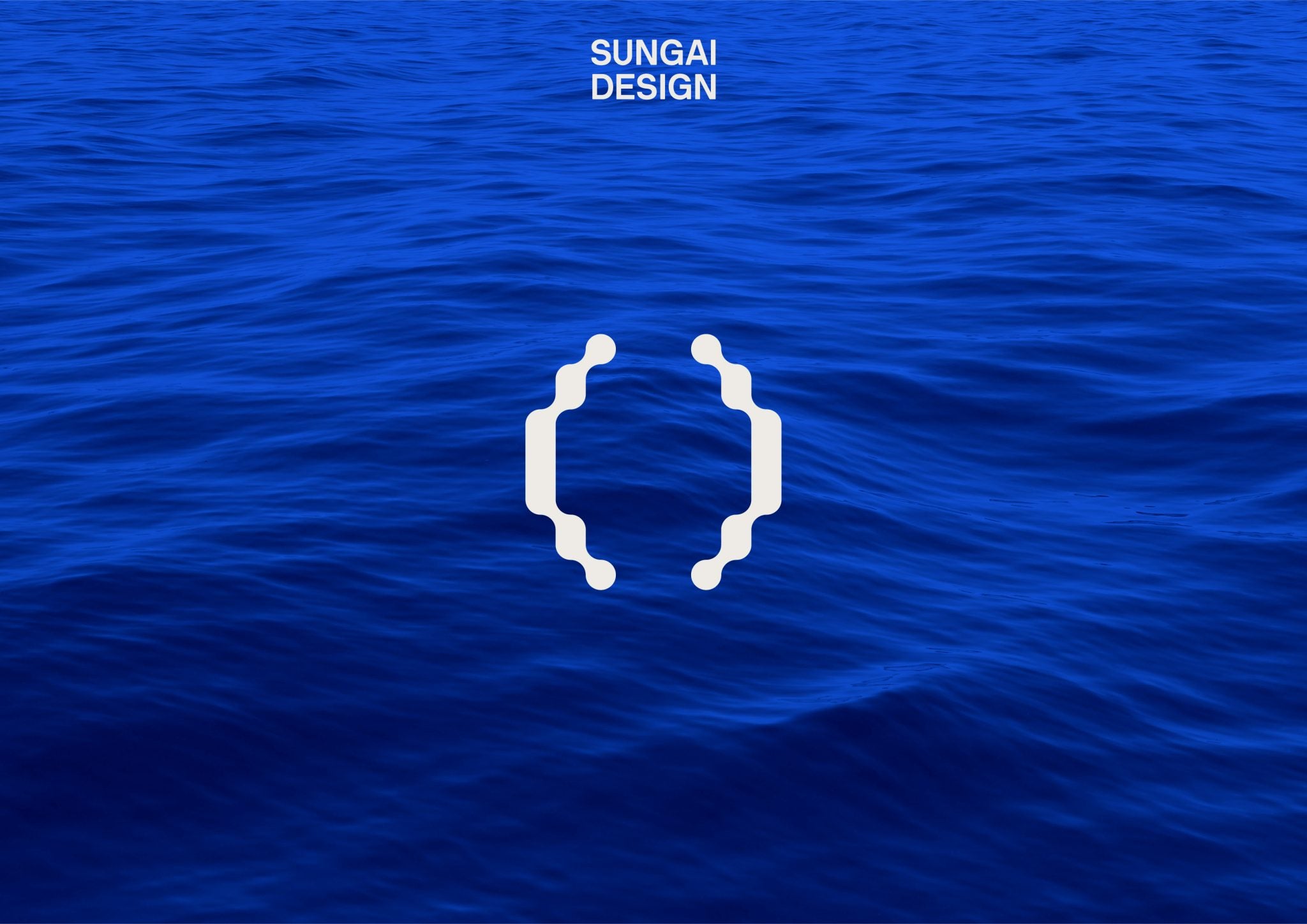 Blue water background with a white logo and 'Sungai Design' text.