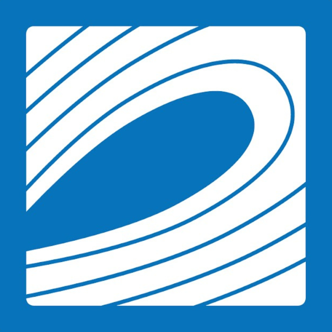 White surfrider logo with blue background